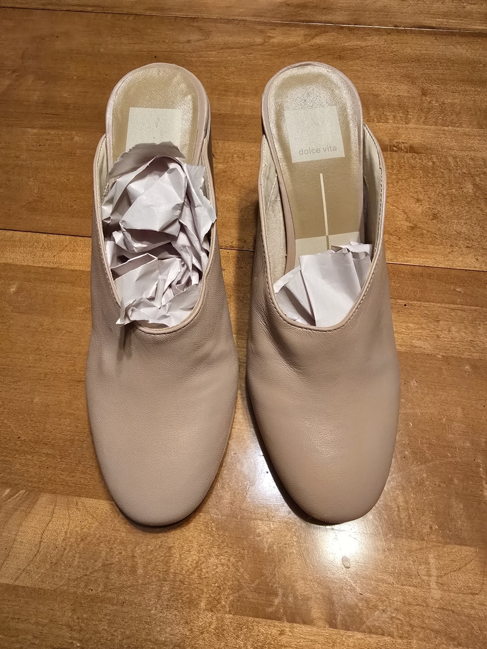 Dolce Vita Blush Leather Slip-On Mules